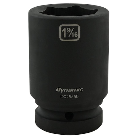 Dynamic 1" Drive Deep Socket, Black Phosphate, Tools 1-9/16" X 1" Drive, 6 Point Deep Length D025550